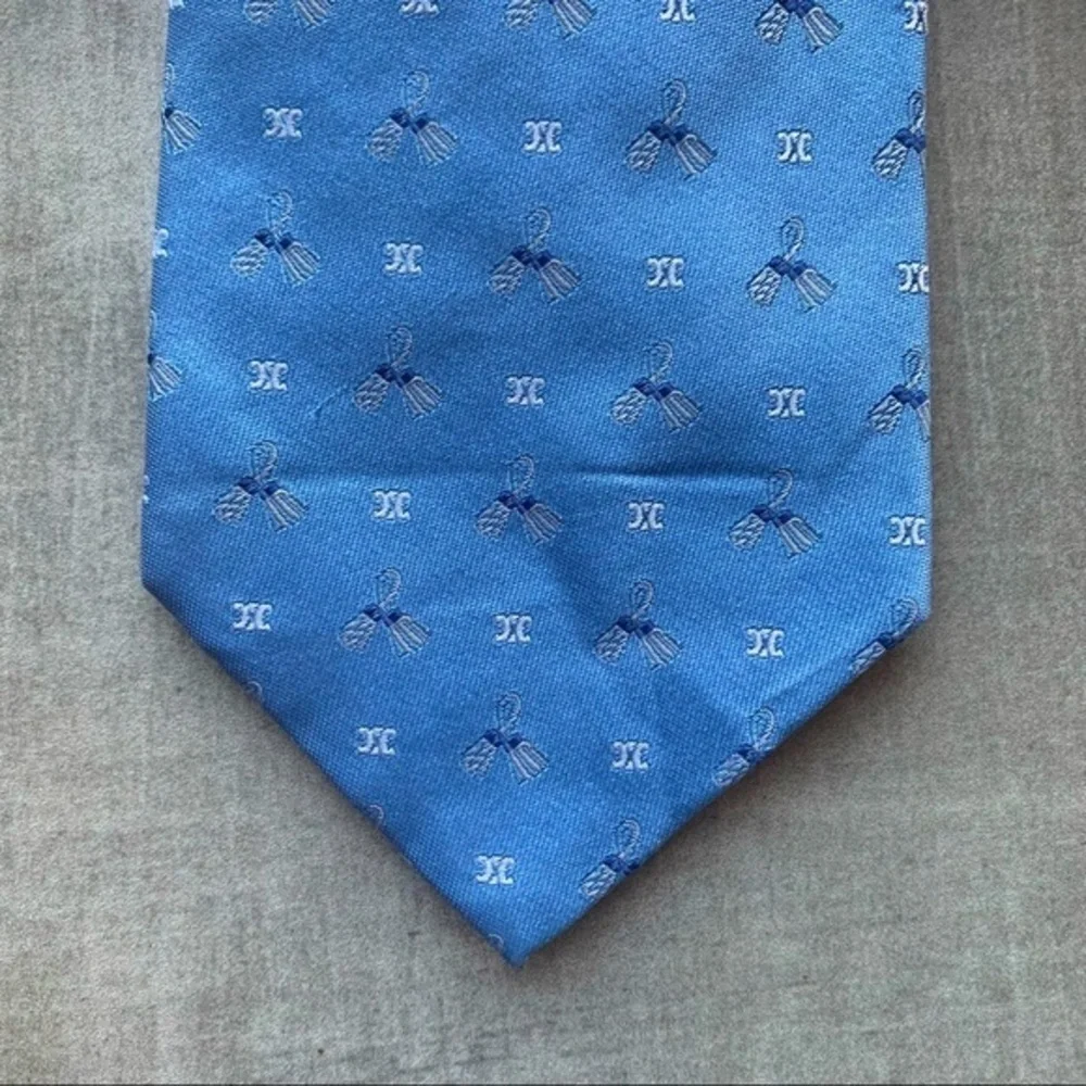Celine Monogram Sky Blue Tie with Tassels